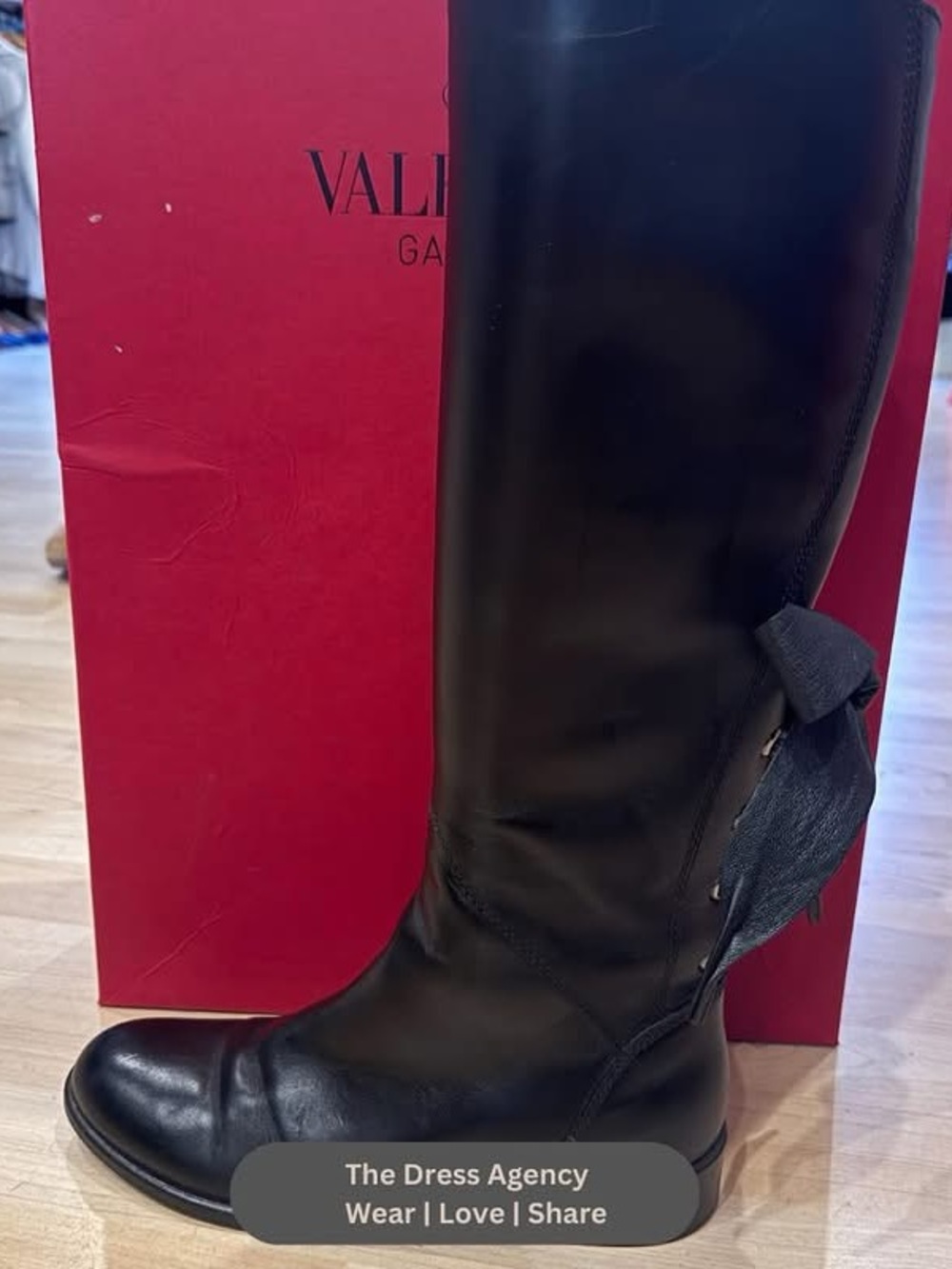 Valentino Garavani Ascot Leather Over-the-Knee Riding Boots with Back Bow Detail